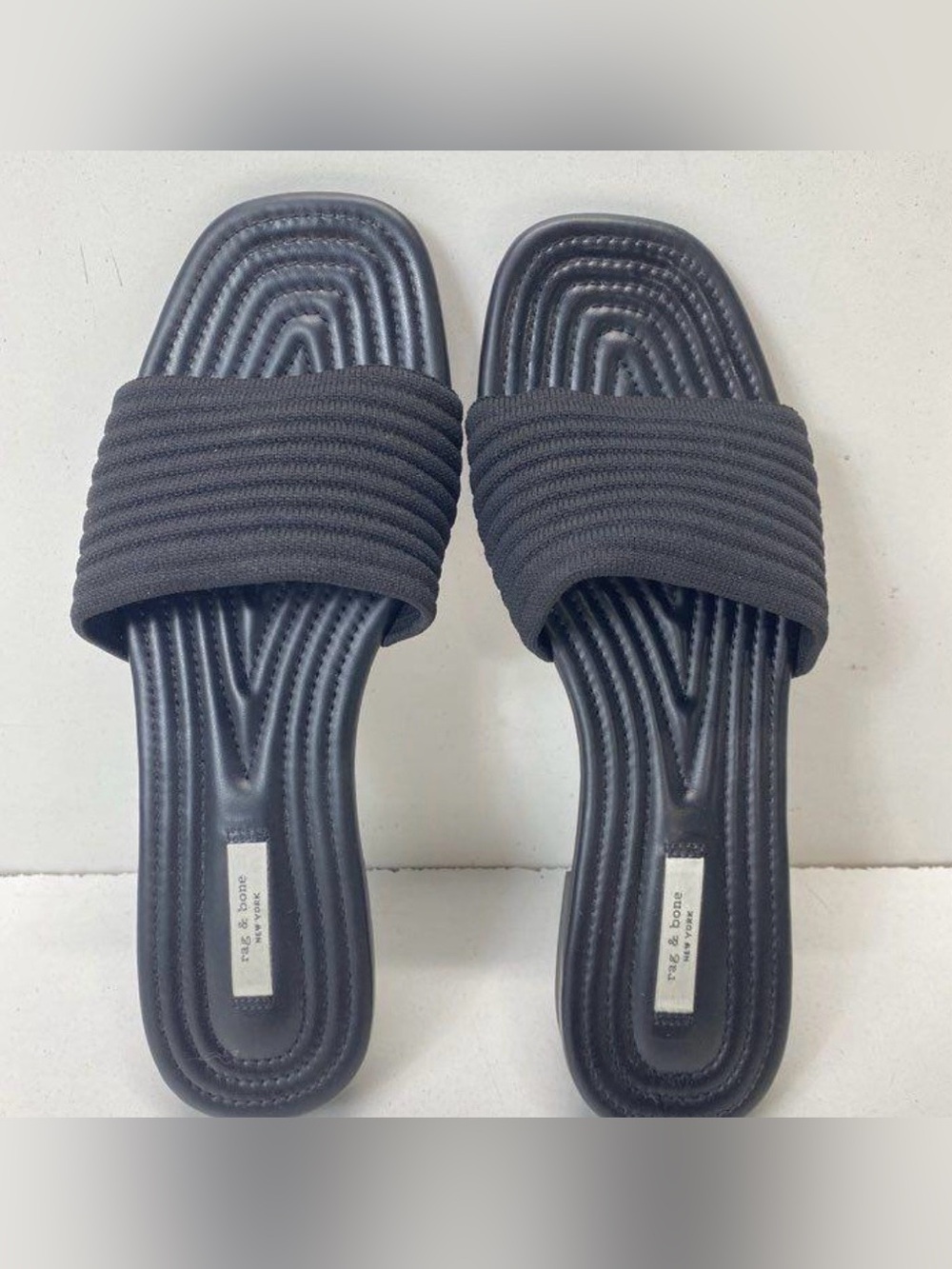 Rag & Bone Ellis Black Quilted Slide Sandals - Picture 3 of 7